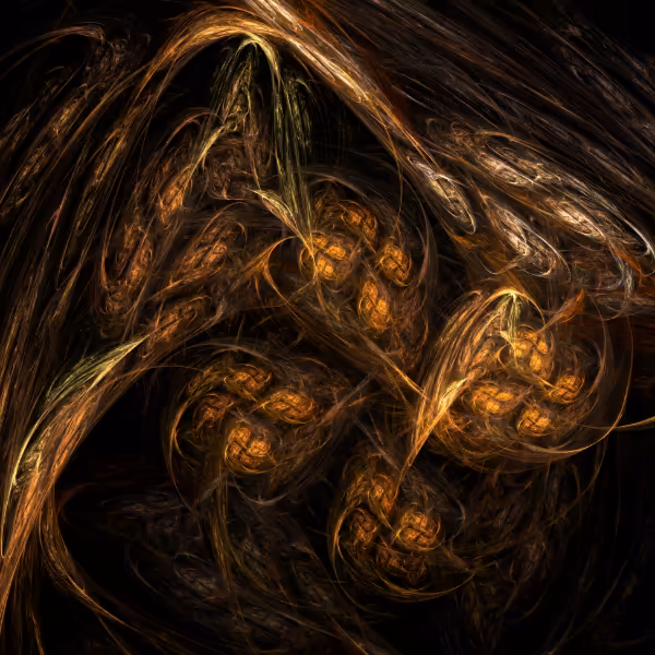 Mother Earth abstract art with golden fractal energy and organic flowing motion.